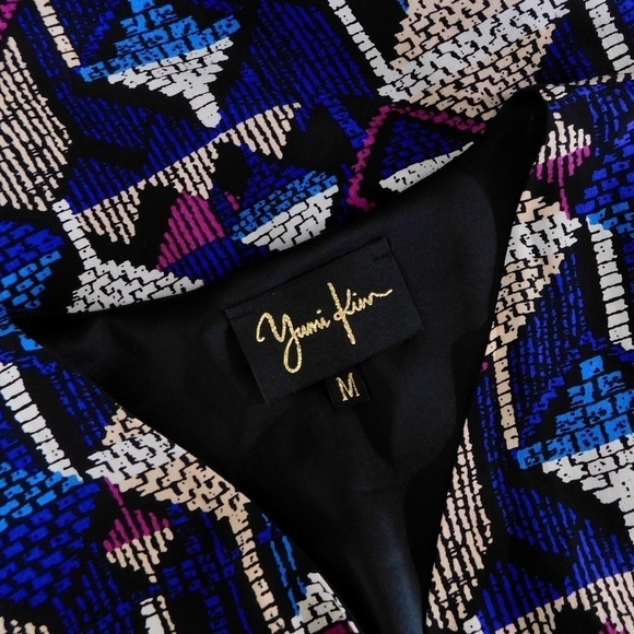 YUMI KIM Silk Faux Wrap Abstract Geometric Print Mini Dress Bright Medium - Picture 9 of 11